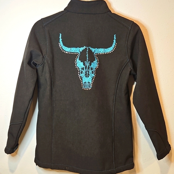 CH Cowgirl Hardware Fleece Lined Embellished Longhorn Western Jacket Sz. S - Picture 5 of 11